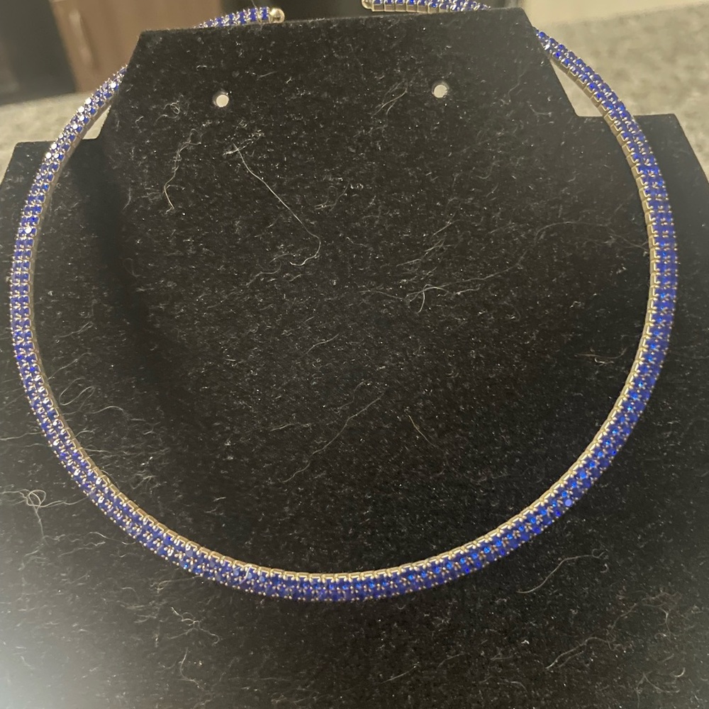 Blue and Silver Rhinestone Necklace